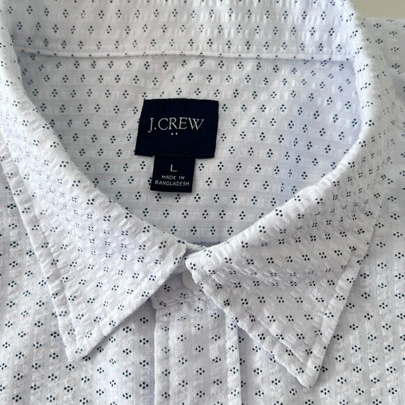 J.Crew Men Short-Sleeve Casual Printed Mini-Dot Geometric Button-Up Shirt Size L - Picture 3 of 10